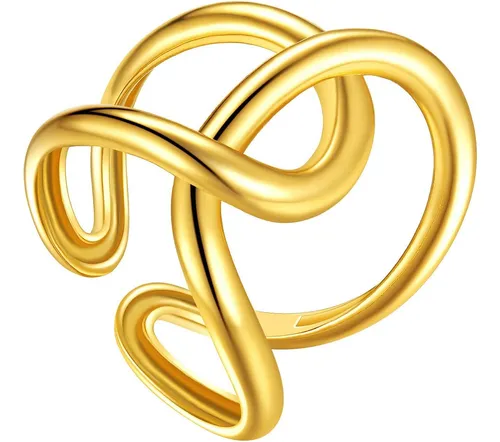 comprar Findchic Trenzado Crossover Patterned Anillos Llamativos Par