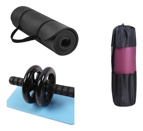 Mat Yoga Colchoneta 10mm + Bolso + Rueda Abdominal