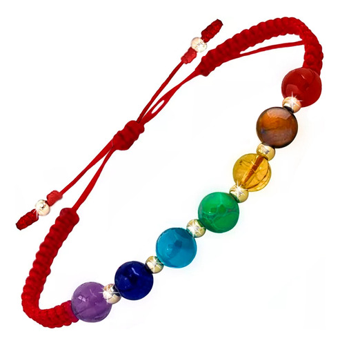 Pulsera Manilla 7 Chakras En Oro De 18k Garantizado +cuarzos