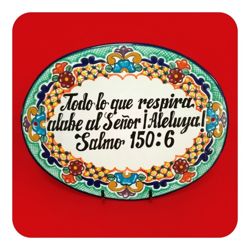 Imagen 1 de 1 de Placa De Talavera Poblana Versículo Bíblico 32x24cm M1 Plc