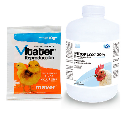 Piroflox 20% 1 Litro Oral + Vitater Reproduccion 10 Gr/ Aves