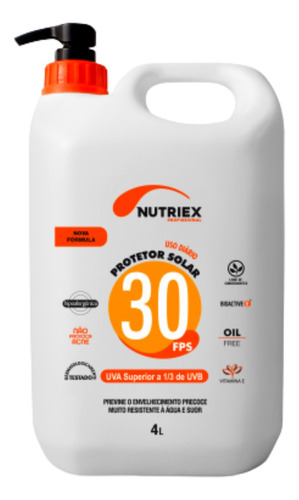 Nutriex Profissional FPS Bloqueador Solar Creme Fps 50 4 L