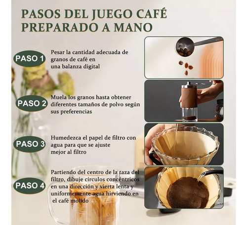 Juego Cafetera Manual Goteo Hervidor Molinillo 8 Pzs