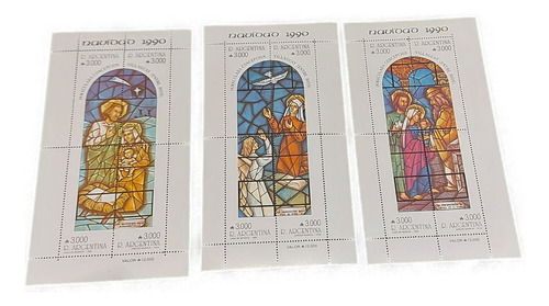 Navidad 1990 - Argentina (3 Bloques) Mint - Religion