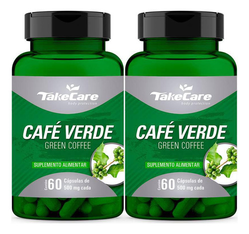 Café Verde 500mg 60cps Take Care Kit 2 Potes