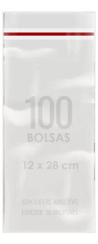 GENERICO 100 Bolsas Celofán Transparente Autoadhesivas 12x28 cm