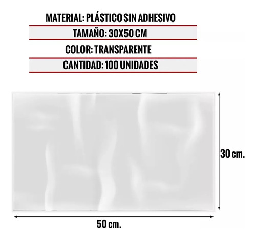 Bolsa Tipo Celofán Sin Adhesivo 30x50 Cms. (100 Und)