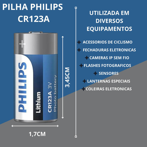 Pilha 123 Bateria De Lítio 123 Cilindrica Pilha Dl123 3volts