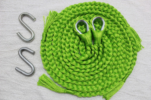 Soga Cuerda Para Hamaca Incluye Par De S Metalica Neon Verde Neon Color