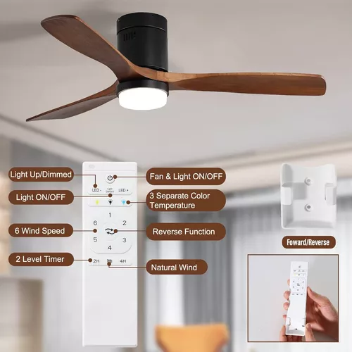 Sofucor - Ventilador de techo moderno sin luces y con control remoto, de 52  pulgadas, con 3 aspas y motor CC reversible y silencioso, para exteriores