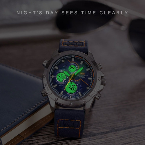 Reloj Electrónico Impermeable De Cuero Kat-wach Led
