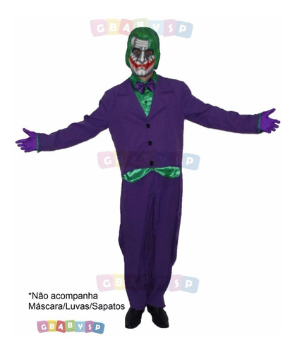Fantasia Coringa Adulto Roupa Joker Batman Cosplay Halloween