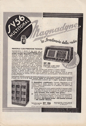 1938 Publicidad Italia Era Fascista Radios Magnadyne (2)
