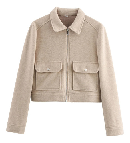 Chaqueta Con Cremallera De Moda Para Mujer