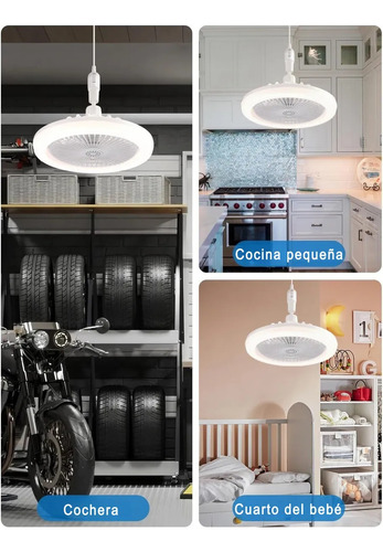 Ventilador Multifunción Con Foco Led De 30 W, Estructura E27