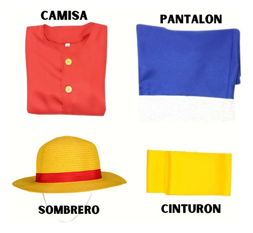 Disfraz Luffy One Piece Importado Tallas Desde 4 Hasta L