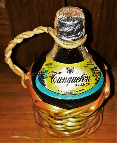 Damajuana Miniatura Vino Blanco Tunquelen Cerrada Llena (Usado)