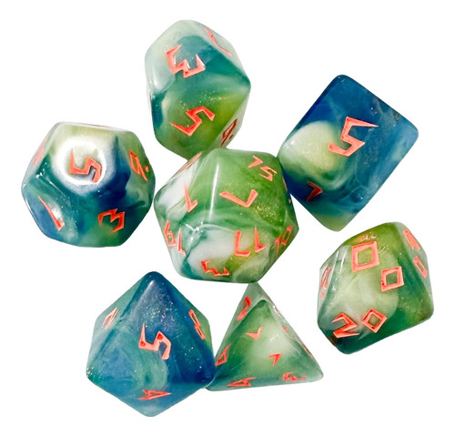 3 X 7 Dados Poliédricos Acrílicos Para Fiesta, Estilo D