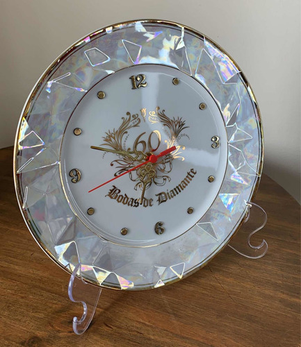Relógio Bodas De Diamante 60 Anos De Casamento 28cm