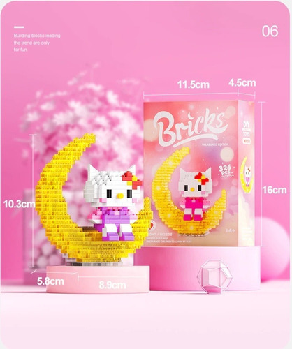Imagen 3 de 3 de Lp Bricks Armable De Hello Kitty Luz Led, Lampara 326pcs