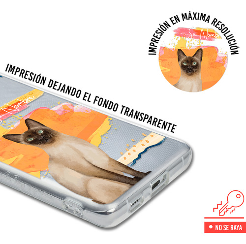 Funda Para Zte Mujer Gatito Siamés Acuarela Con Tu Nombre