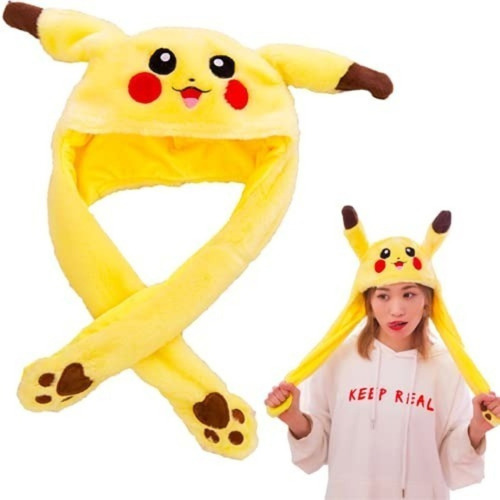 Gorro Orejas Móviles Y Luces Led De Pikachu Kawaii 