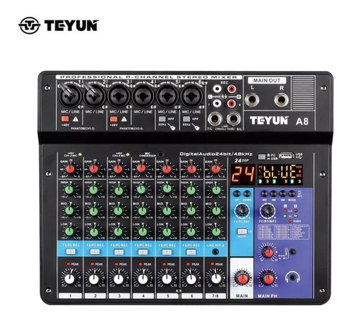 Audio Mixing Console Teyun A8 Usb Sound Card Phantom P 8 Ch