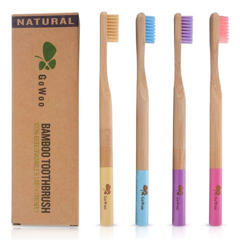 Gowoo Cepillo De Dientes Suave De Bambú 100% Natural - Cepil