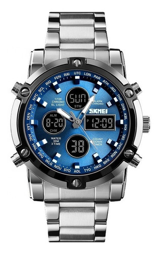 Reloj Skmei 1389 Hombre Cronometro Alarma Fecha Acero Inox  