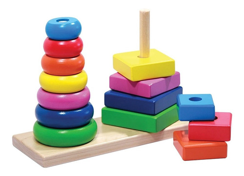 Juego Baby Toy Piramides De Madera Marca Diako 6490-a