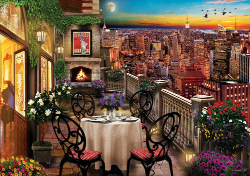 Rompecabezas Cena En Nueva York Luna Noche 1000 Art Puzzle