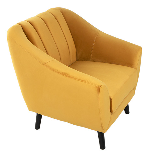 Sillón Individual Ocasional Vintage Moderno Minimalista Color Mostaza Diseño De La Tela Terciopelo