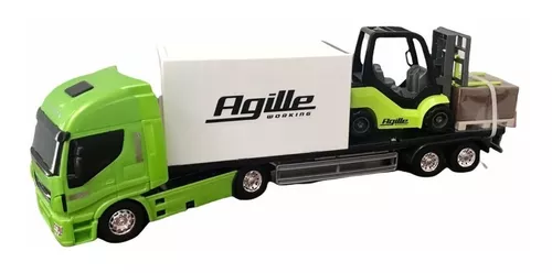 Brinquedo Carreta Iveco Hi-way Com Empilhadeira Agille