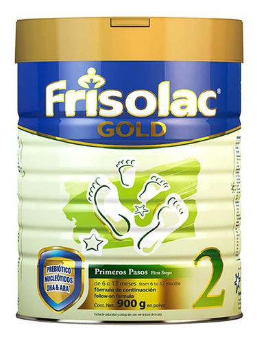 Leche de fórmula en polvo Frisolac Gold 2 en lata de 1 de 900g - 6  a 12 meses