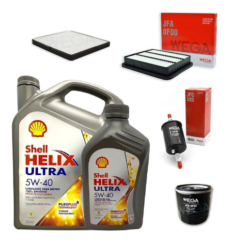 Kit 4 Filtros + 5l Aceite Shell 5w40 Chery Tiggo 2.0 Wega