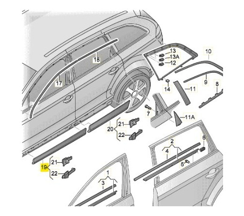  Moldura Puerta Delantera Izquierda - Audi Q7 2010 - 2015