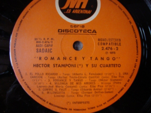 Sin Tapa Disco Hector Stamponi Y Su Cuarteto Romance T0