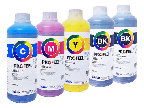 Kit 5 Litros Tinta Pigmentada Profeel Inktec C5000 Para Gx