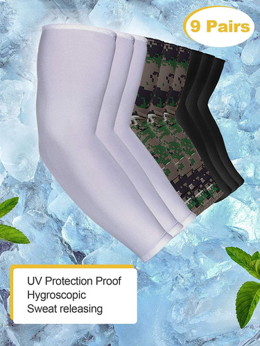9 pares de mangas de protección UV unisex Mangas largas de brazo 