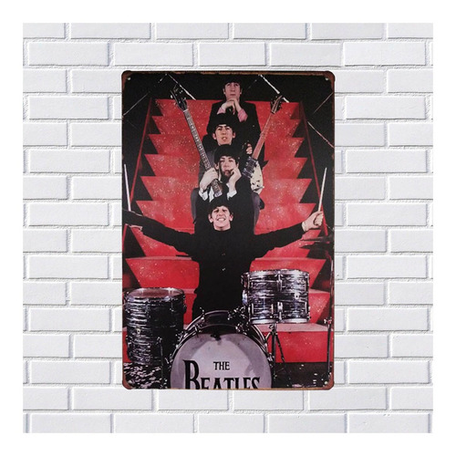 Placa Metal Decorativa The Beatles Retro Banda Rock 30x20cm