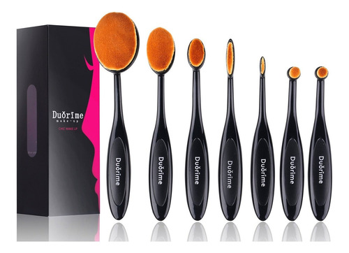 Set De Cepillos Ovalados Para Maquillaje Duorime, 7 Piezas,