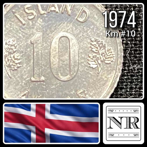 Islandia - 10 Aurar - Año 1974 - Km #10 - Escudo :