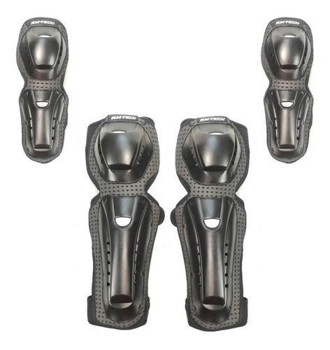 Protectores Piernas Y Codos Plastico Rmtech Negro/gris Sm327 Color Negro