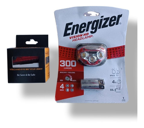 Combo Luz Led Bicicleta + Linterna Energizer 300 Lumens X1