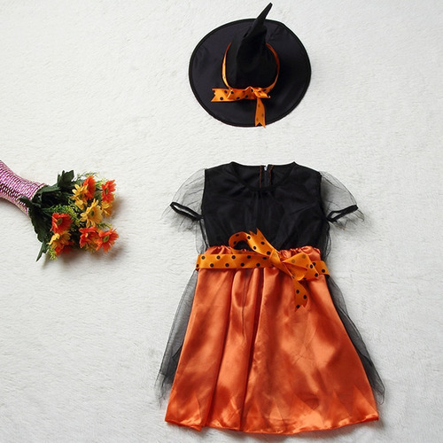 Disfraz De Halloween Para Niños, Bruja Con Sombrero, Escoba,