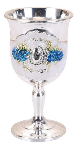 Cálice De Vinho Pequeno Clássico, Flor-azul Prata Branca