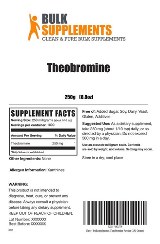 Bulk Supplements | Theobromine Powder | 250g | 1000 Servings