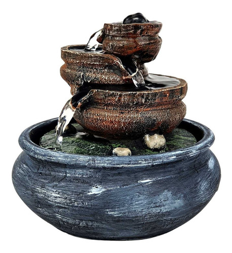 Fonte Cascata De Água Decorativa 3 Quedas Pequena Em Resina 110v/220v