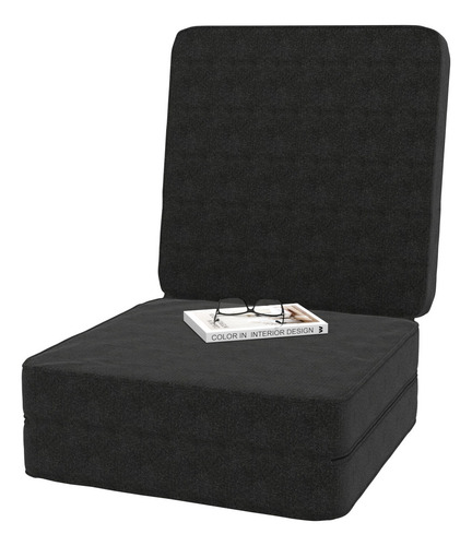Puff Estilo Flexível 3 Em 1: Almofada Com Zíper E Colchão Cor Preto