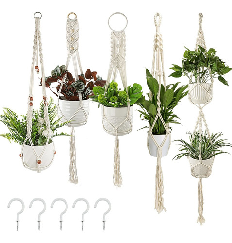 Whonline 5 Perchas Para Plantas De Macramé Para Interiores Y